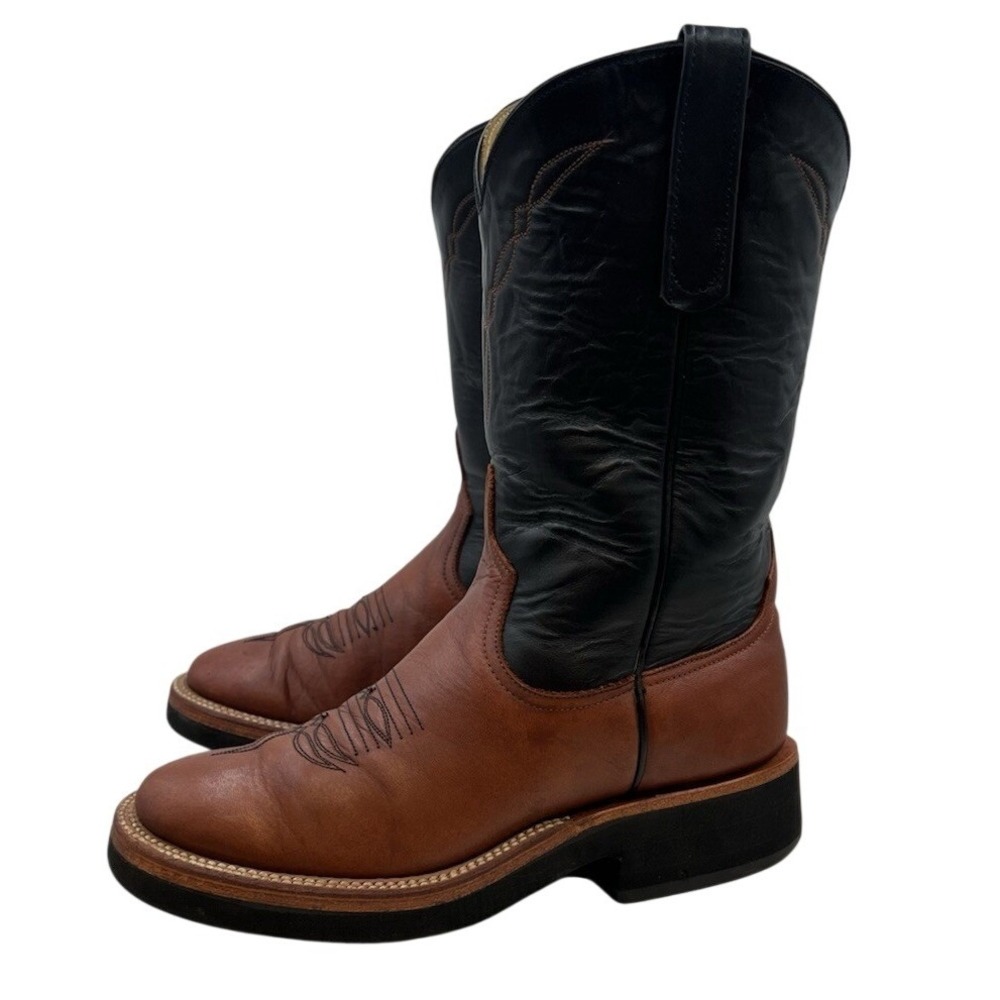 Anderson Bean Pony Tan Canyon Glove Black Leather Roper Cowboy Boots Men's US 6D